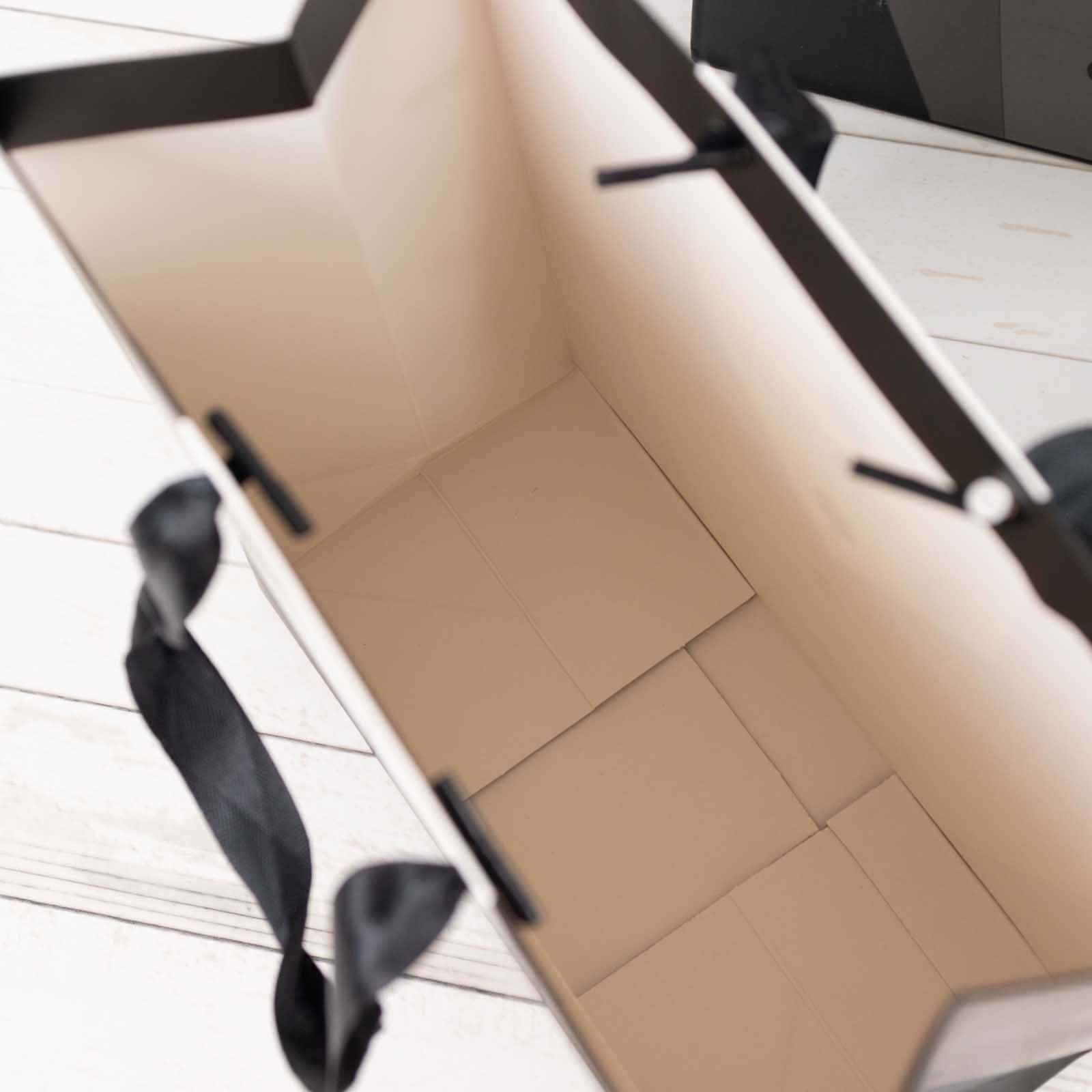 12 Pack White Black Tuxedo Paper Party Favor Goodie Bags With Satin Handles, Reusable Wedding Gift Tote Bags - 8"x9" - Bell Racket Store