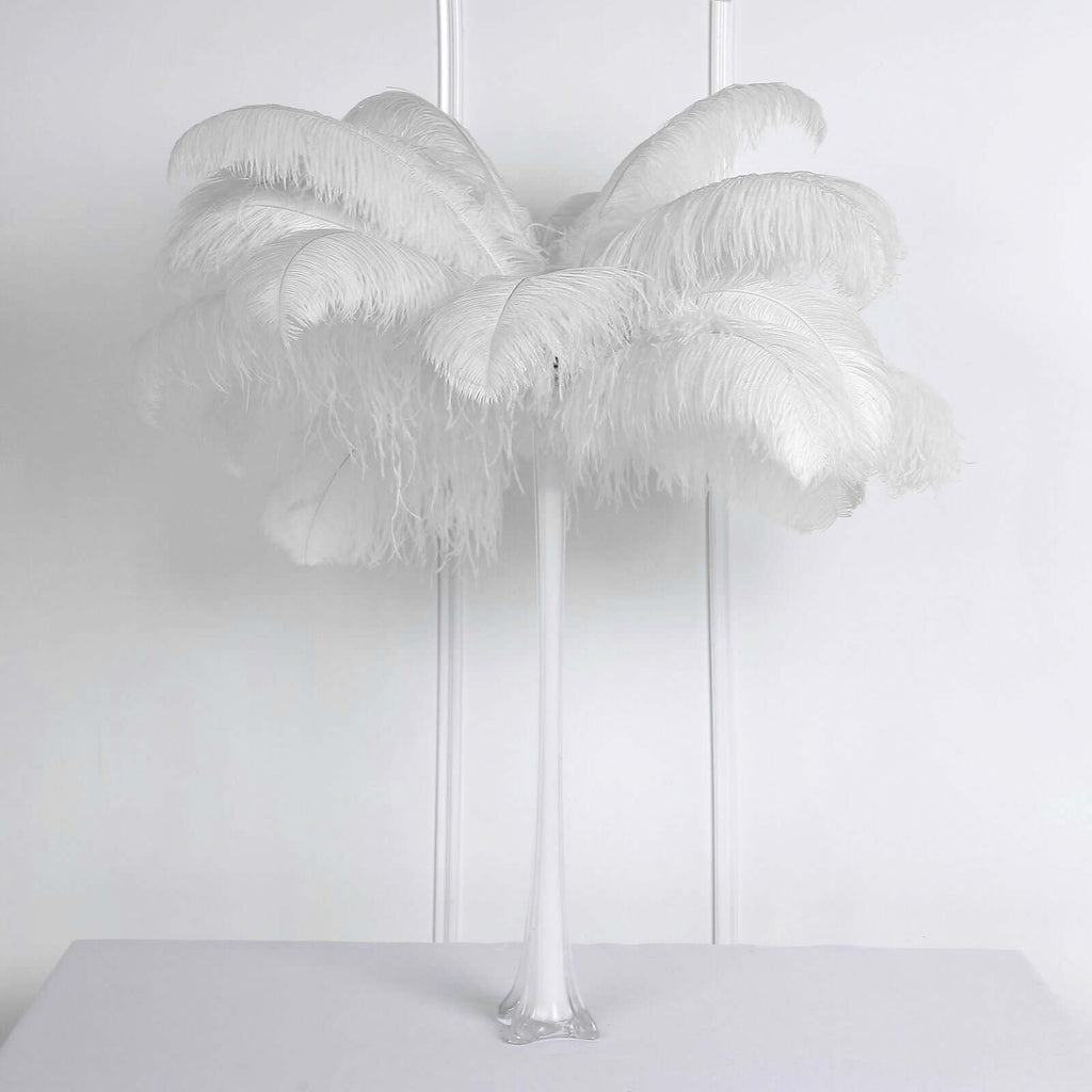 12 Pack White Natural Plume Ostrich Feathers Centerpiece Filler - 24"-26"