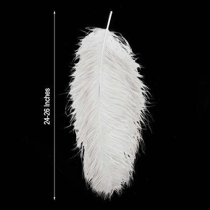 12 Pack White Natural Plume Ostrich Feathers Centerpiece Filler - 24" - 26" - NestOCart