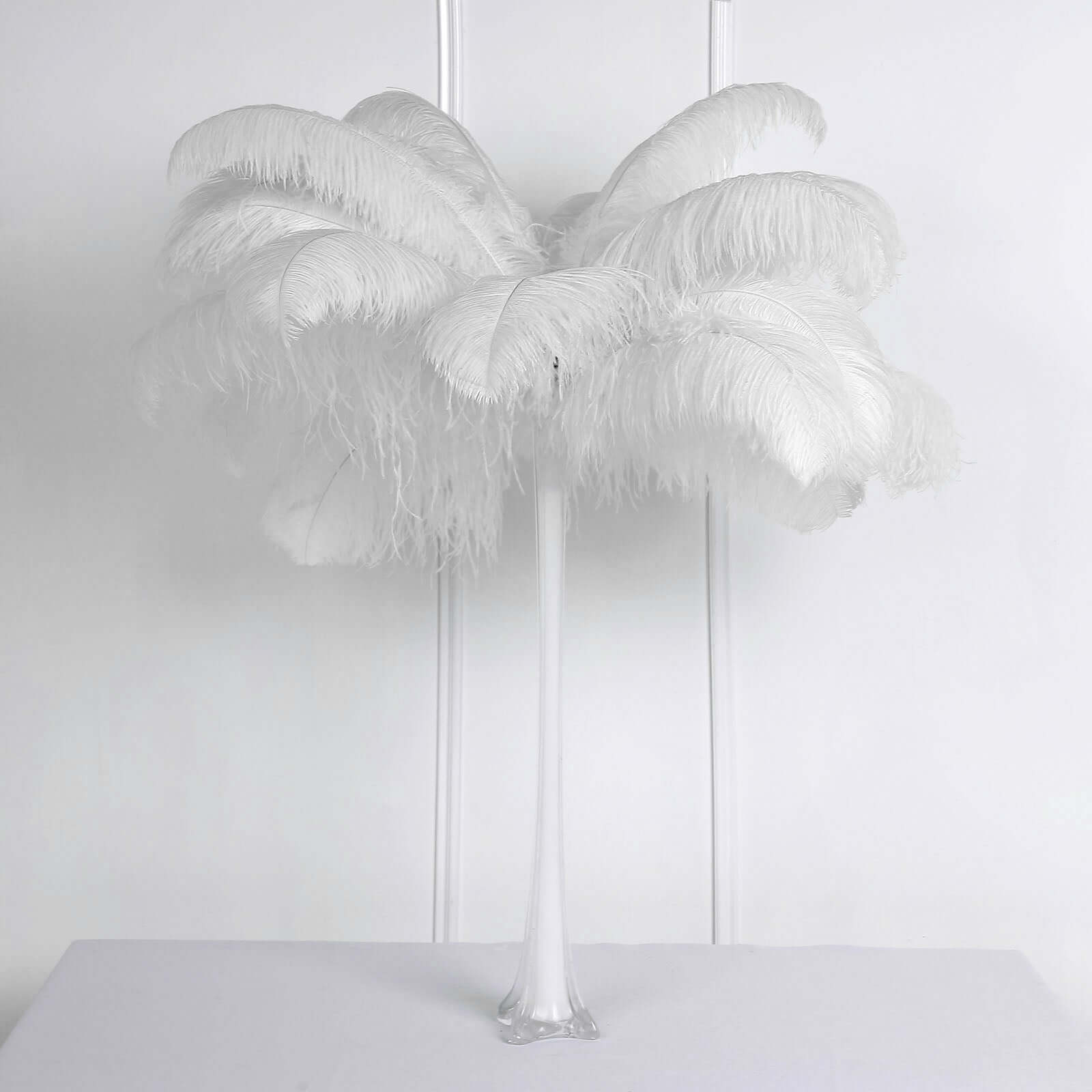 12 Pack White Natural Plume Ostrich Feathers Centerpiece Filler - 24" - 26" - NestOCart