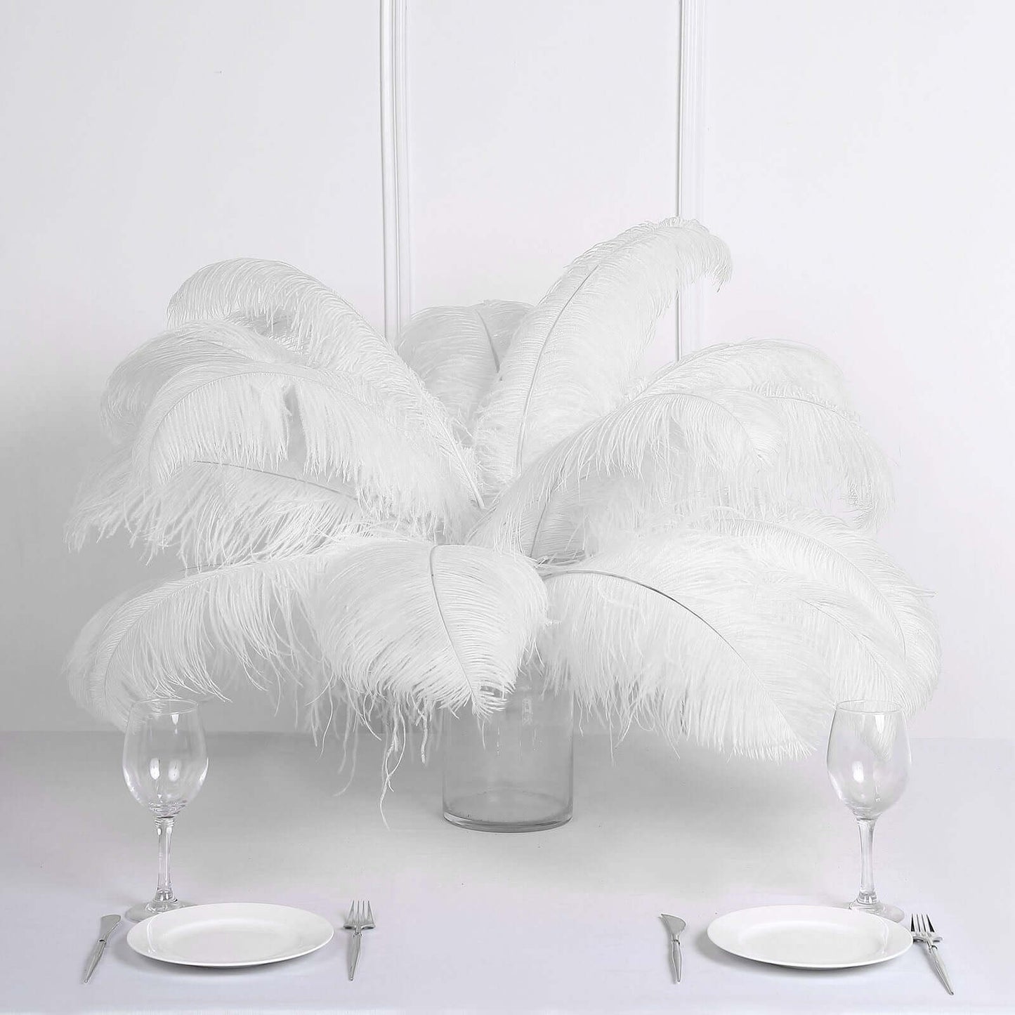 12 Pack White Natural Plume Ostrich Feathers Centerpiece Filler - 24" - 26" - NestOCart