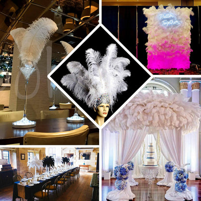 12 Pack White Natural Plume Ostrich Feathers Centerpiece Filler - 24" - 26" - NestOCart