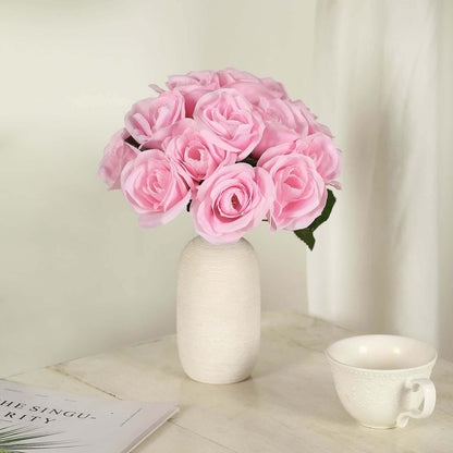 12" Pink Artificial Velvet - Like Rose Flower Bouquet - NestOCart
