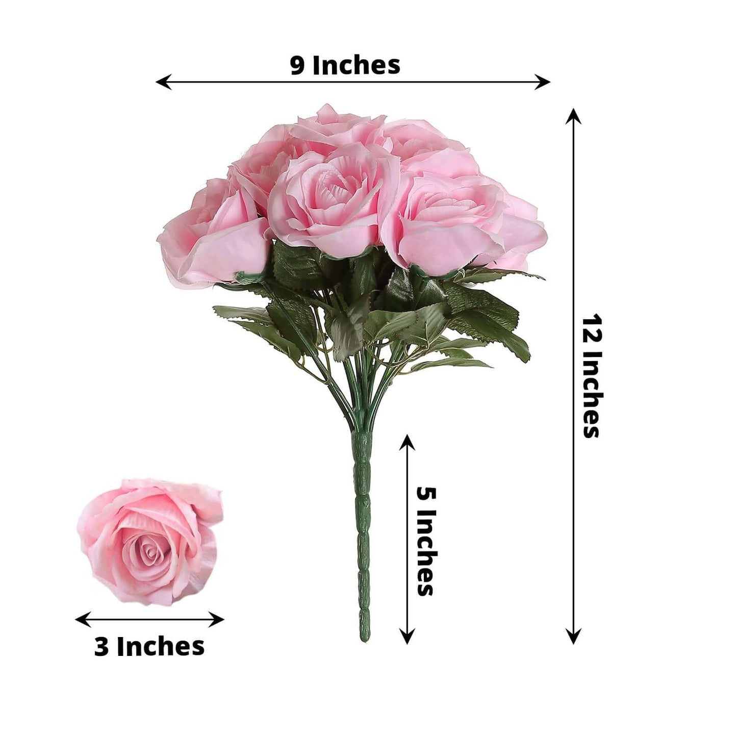 12" Pink Artificial Velvet - Like Rose Flower Bouquet - NestOCart