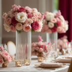 12" Ribbed Cylinder Glass Vases â€“ 6 Pack Clear Tall Vases for Floral Arrangements, Tabletop Decor & Events - Bell Racket Store