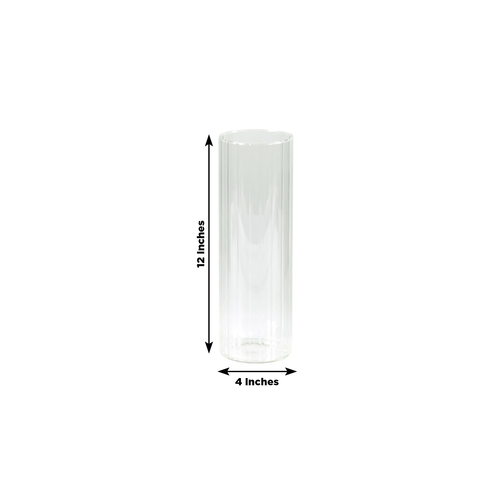 12" Ribbed Cylinder Glass Vases â€“ 6 Pack Clear Tall Vases for Floral Arrangements, Tabletop Decor & Events - Bell Racket Store