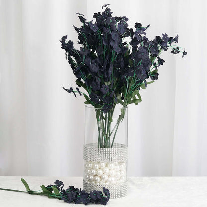 12 Stems Navy Blue Artificial Silk Babys Breath Flower Bushes Spray - NestOCart