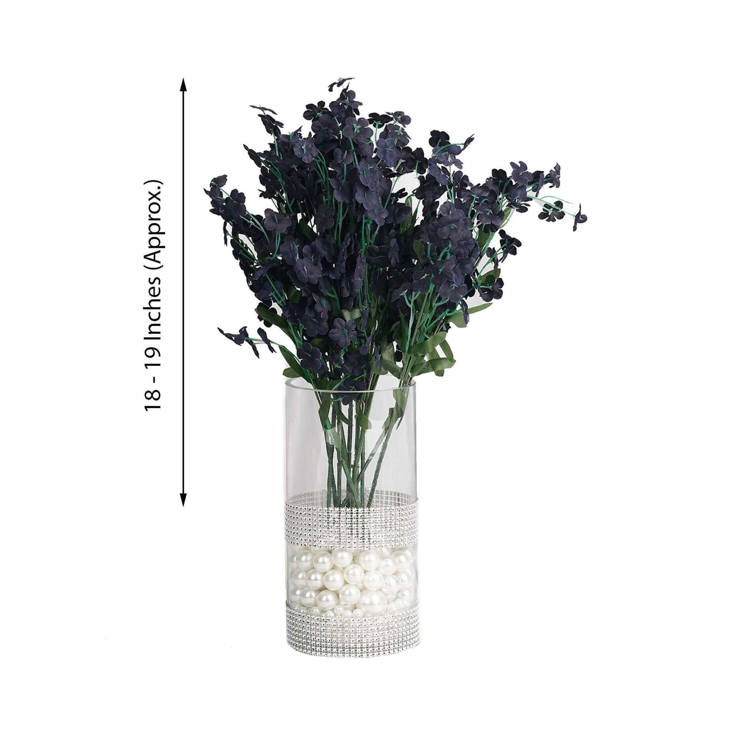 12 Stems Navy Blue Artificial Silk Babys Breath Flower Bushes Spray - NestOCart