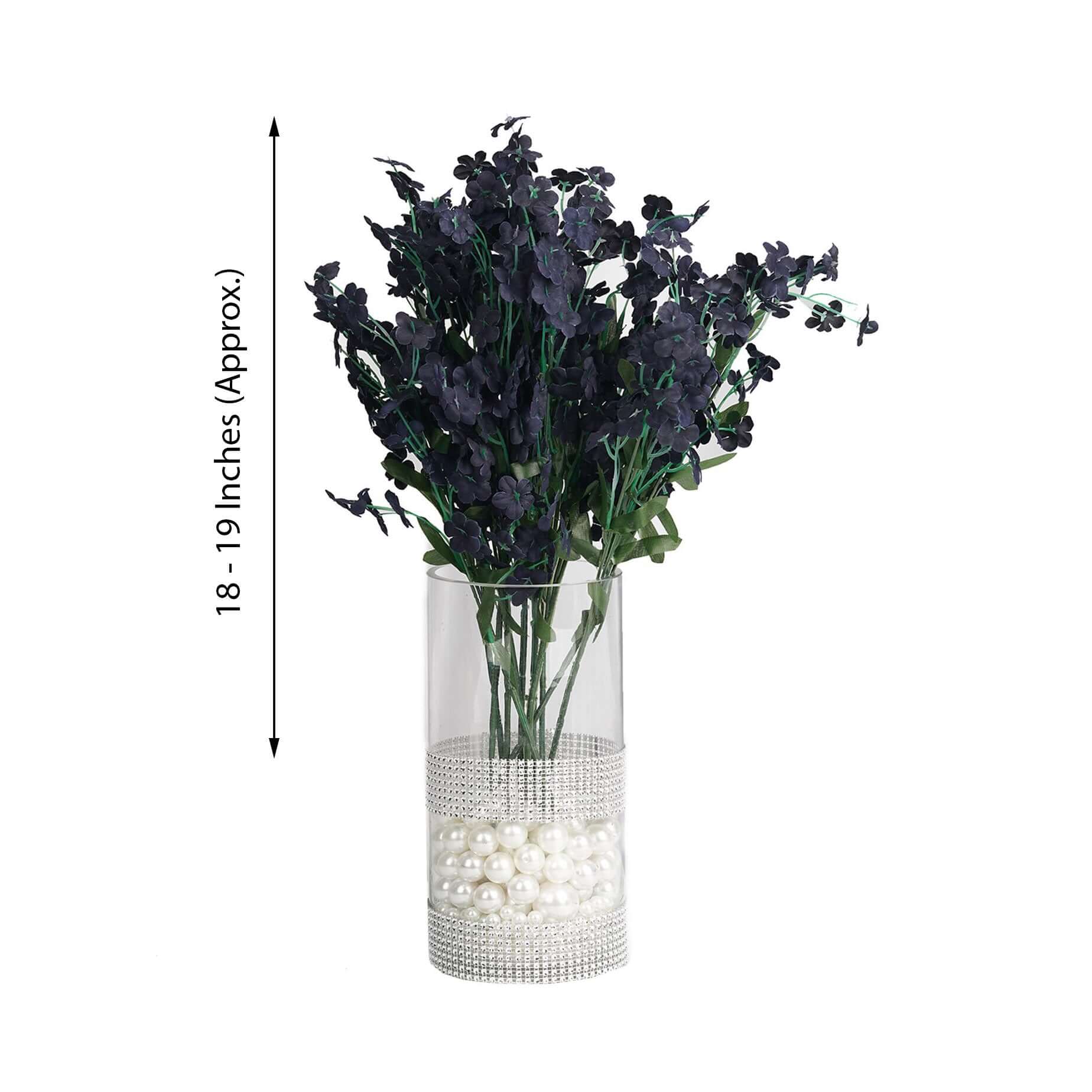 12 Stems Navy Blue Artificial Silk Babys Breath Flower Bushes Spray - NestOCart