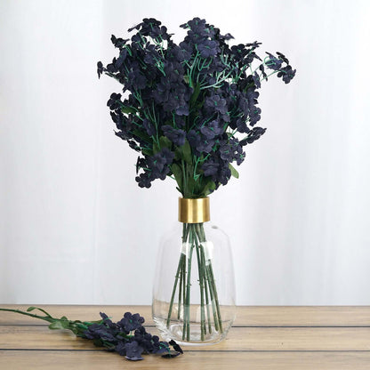 12 Stems Navy Blue Artificial Silk Babys Breath Flower Bushes Spray - NestOCart