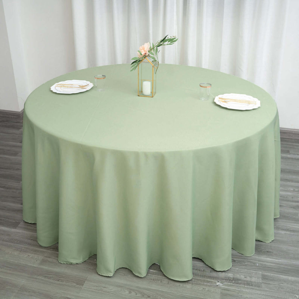 Polyester 120" Round Tablecloth Sage Green - Seamless Wrinkle-Resistant Table Cover