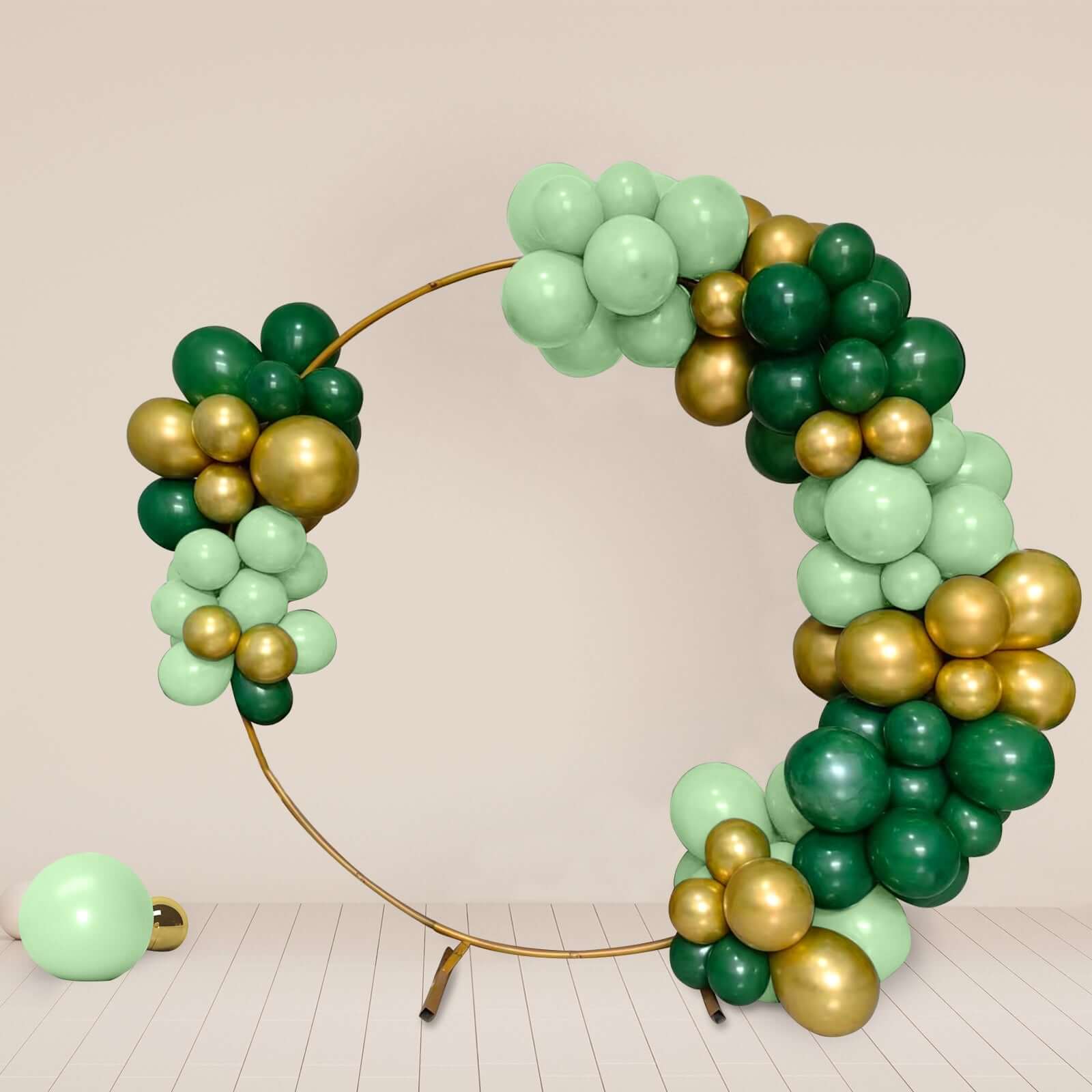 120 Pack Assorted Gold Green Latex Balloon Arch Kit, DIY Party Balloon Garland Decorations - Gold Hunter Emerald Green Sage Green - Bell Racket Store