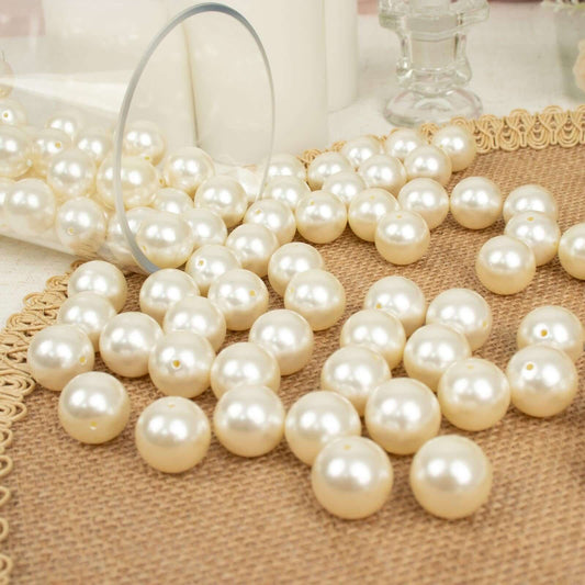 120 - Pack Faux Craft Pearl Beads Ivory - Glossy Beads with Holes for Vase Filler Jewelry Making Bridal Accessories & Event Decor 20mm - NestOCart