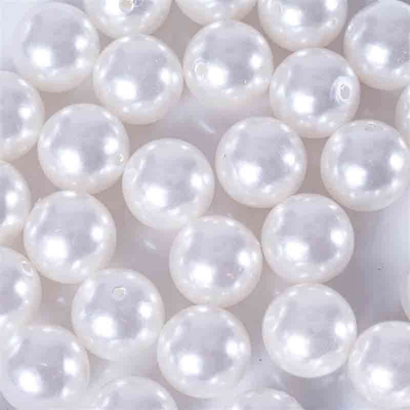 120-Pack Faux Craft Pearl Beads White - Glossy Beads with Holes for Vase Filler Jewelry Making Bridal Accessories & Event Decor 20mm