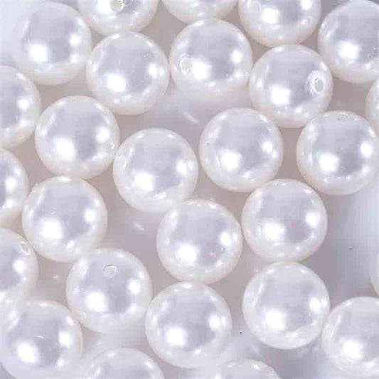 120 - Pack Faux Craft Pearl Beads White - Glossy Beads with Holes for Vase Filler Jewelry Making Bridal Accessories & Event Decor 20mm - NestOCart