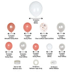 128 Pack Dusty Rose, White and Clear DIY Balloon Garland Arch Party Kit - Bell Racket Store