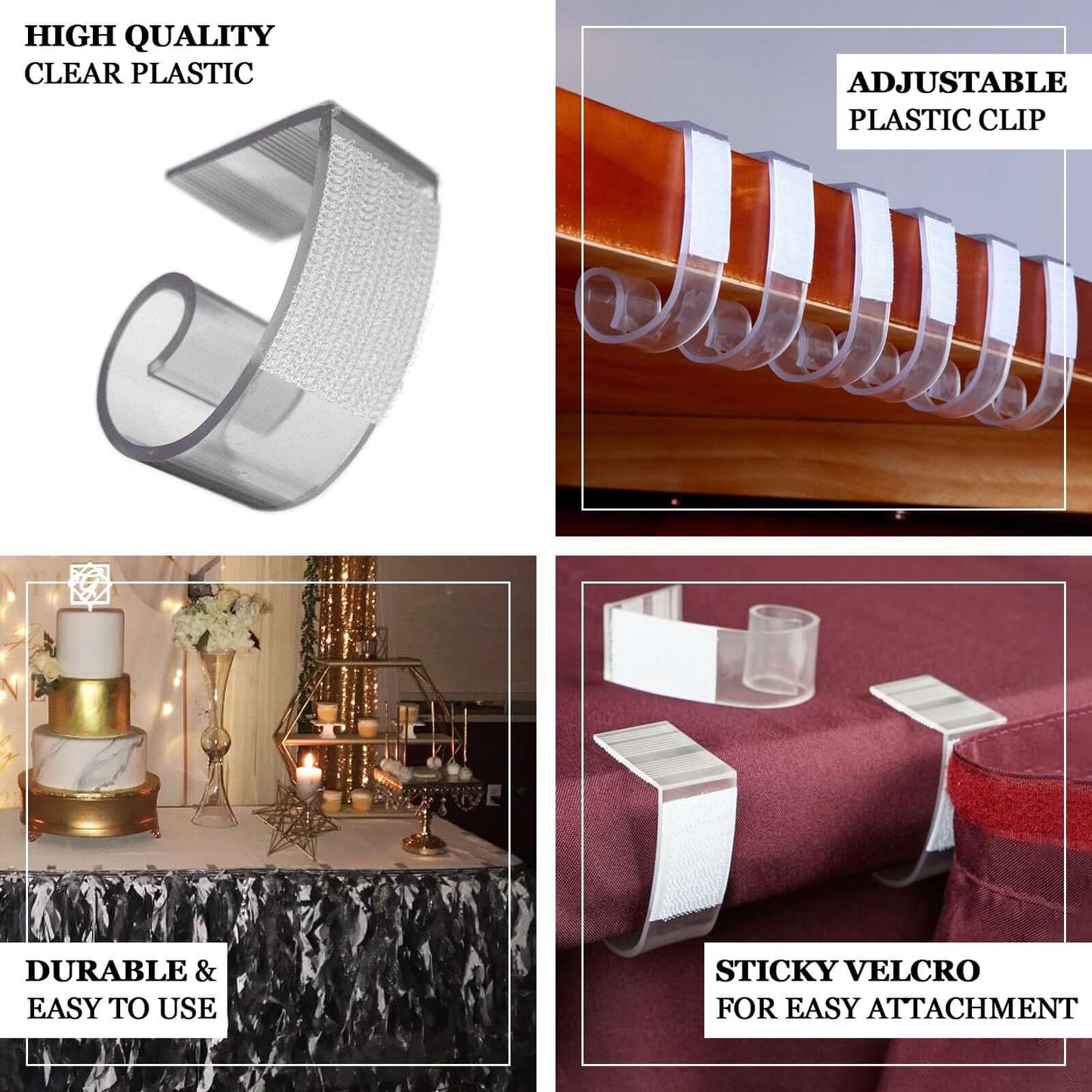 12Pcs 1.2" Adjustable Large Plastic Table Skirt Clips - NestOCart