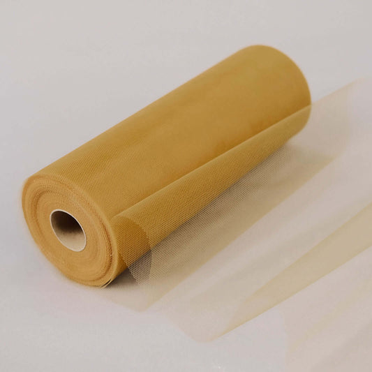 12"x100 Yards Gold Tulle Fabric Bolt, Sheer Fabric Spool Roll For Crafts - NestOCart