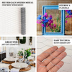 12"x16ft Silver Galvanized Metal Hexagonal Chicken Wire Mesh For DIY Crafts, Garden Fence Poultry Netting - Bell Racket Store