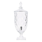1.3 Gallon Glass Beverage Dispenser, Apothecary Jar Style Party Drink Dispenser with Diamond Texture and Lid - Versatile Serving Feature 21" - Bell Racket Store