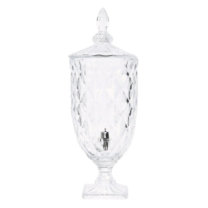 1.3 Gallon Glass Beverage Dispenser, Apothecary Jar Style Party Drink Dispenser with Diamond Texture and Lid - Versatile Serving Feature 21" - Bell Racket Store