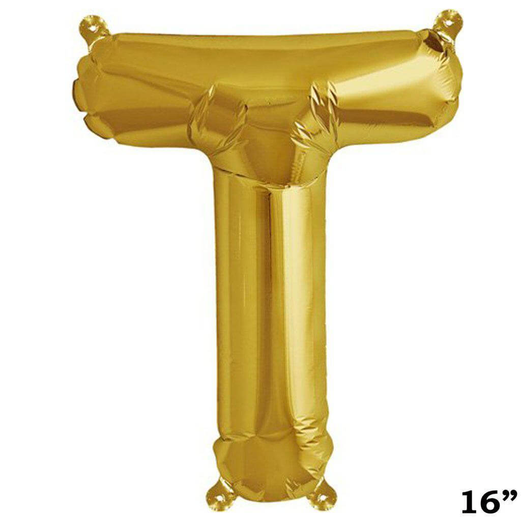 13" Gold Letter & Number Balloons, Shiny Metallic Mylar Foil Alphabet Balloons - NestOCart