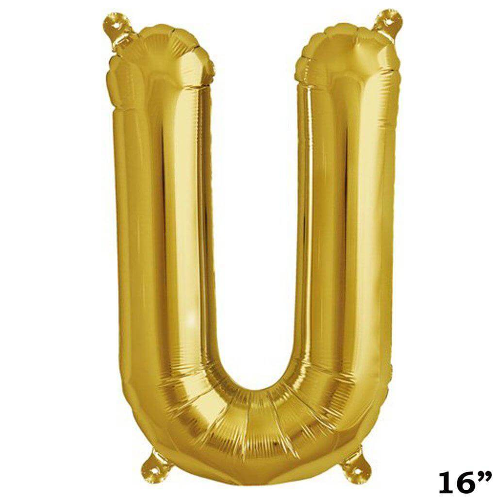 13" Gold Letter & Number Balloons, Shiny Metallic Mylar Foil Alphabet Balloons - NestOCart