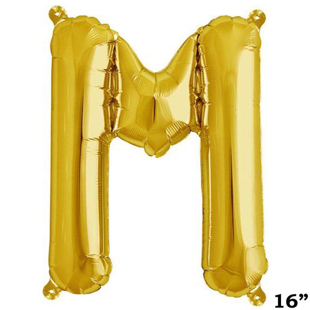13" Gold Letter & Number Balloons, Shiny Metallic Mylar Foil Alphabet Balloons - NestOCart