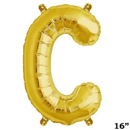 13" Gold Letter & Number Balloons, Shiny Metallic Mylar Foil Alphabet Balloons - NestOCart