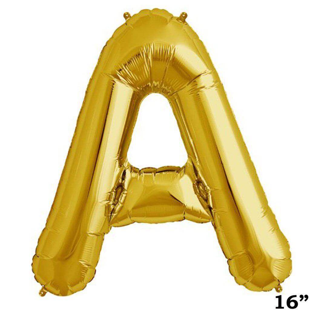 13" Gold Letter & Number Balloons, Shiny Metallic Mylar Foil Alphabet Balloons - NestOCart