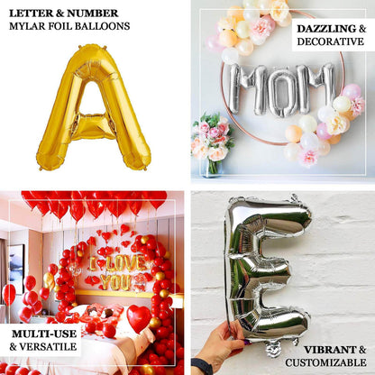 13" Gold Letter & Number Balloons, Shiny Metallic Mylar Foil Alphabet Balloons - NestOCart