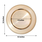 6-Pack Acrylic Round Charger Plates 13" in Gold with Beaded Rim, Dinner Charger Event Tabletop Decor