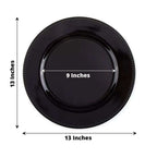 6-Pack Acrylic Round Charger Plates 13" in Black with Beaded Rim, Dinner Charger Event Tabletop Decor