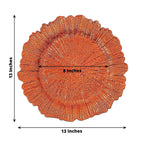 6-Pack Acrylic Plastic Round Charger Plates 13" in Orange with Reef Design, Dinner Charger Tableware