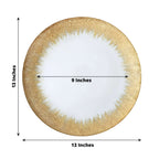 8-Pack Glass Round Charger Plates 13" in Clear with Metallic Gold Spray Rim, Decorative Dinner Charger Tableware