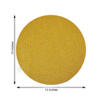 6-Pack Placemats Glitter Design Gold Sparkle Round - Non-Slip Decorative Dining Table Mats 13"