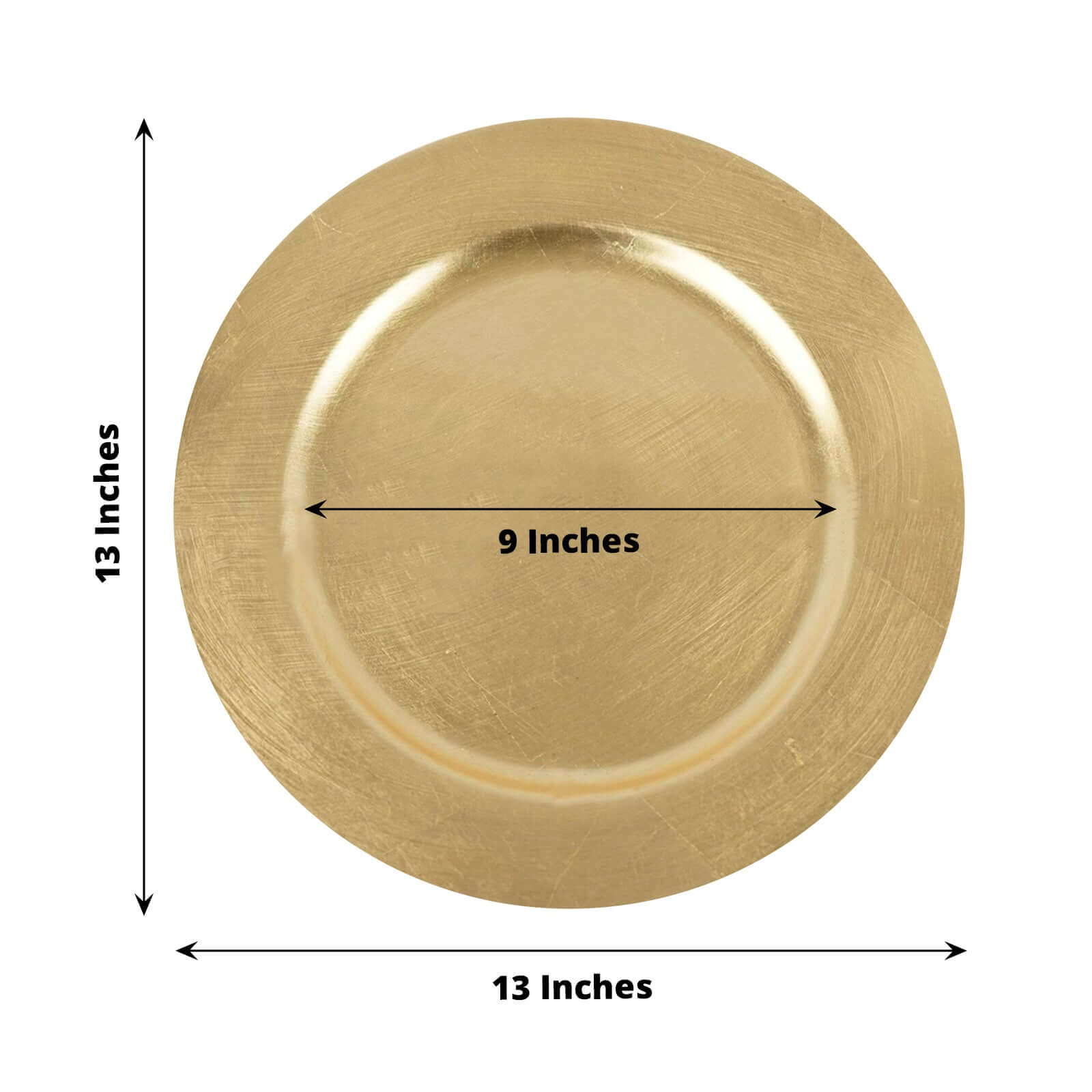 6-Pack Acrylic Round Charger Plates 13" in Metallic Gold, Dinner Party Decor Charger Tableware