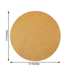 6-Pack Placemats Glitter Design Champagne Sparkle Round - Non-Slip Decorative Dining Table Mats 13"