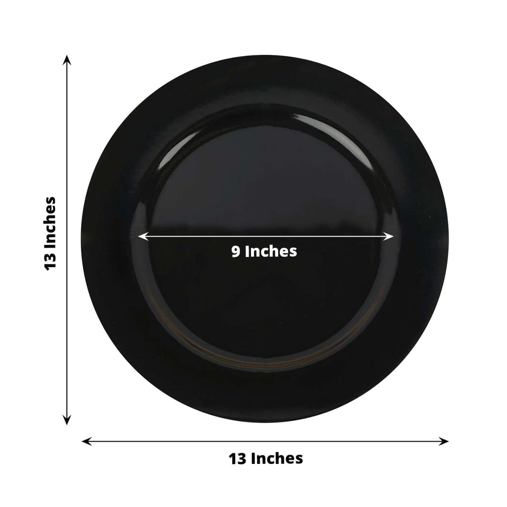 6-Pack Acrylic Round Charger Plates 13" in Black, Dinner Party Decor Charger Tableware