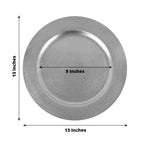 6-Pack Acrylic Round Charger Plates 13" in Metallic Silver, Dinner Party Decor Charger Tableware