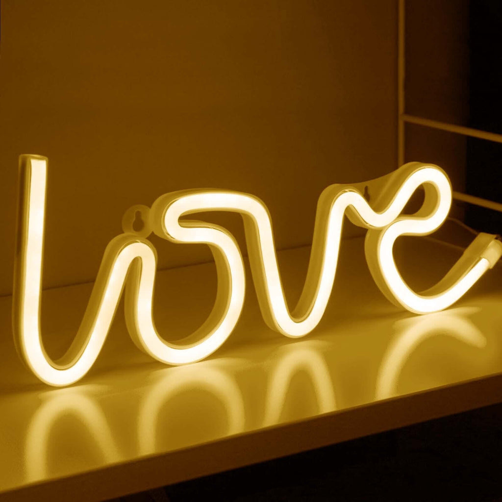 13" Love Neon Light Sign, LED Reusable Wall Decor Lights USB and Battery Operated - Bell Racket Store