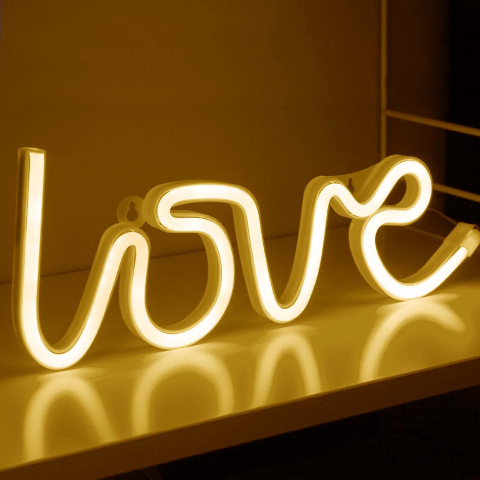 13" Love Neon Light Sign, LED Reusable Wall Decor Lights USB and Battery Operated - Bell Racket Store