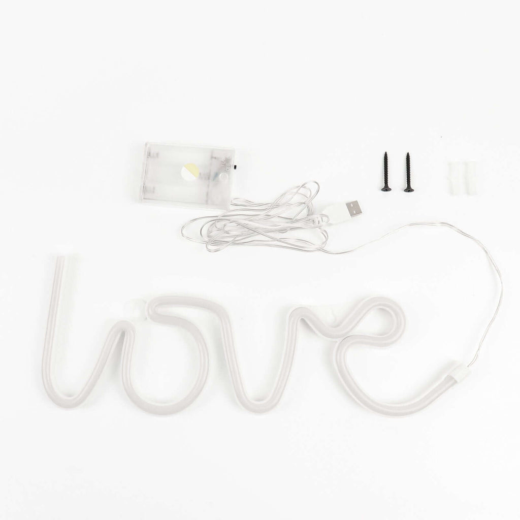 13" Love Neon Light Sign, LED Reusable Wall Decor Lights USB and Battery Operated - Bell Racket Store