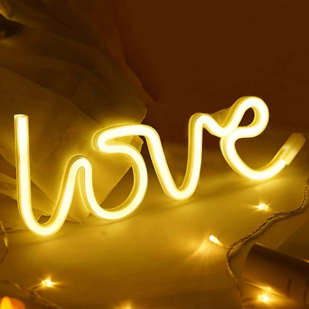 13" Love Neon Light Sign, LED Reusable Wall Decor Lights USB and Battery Operated - Bell Racket Store