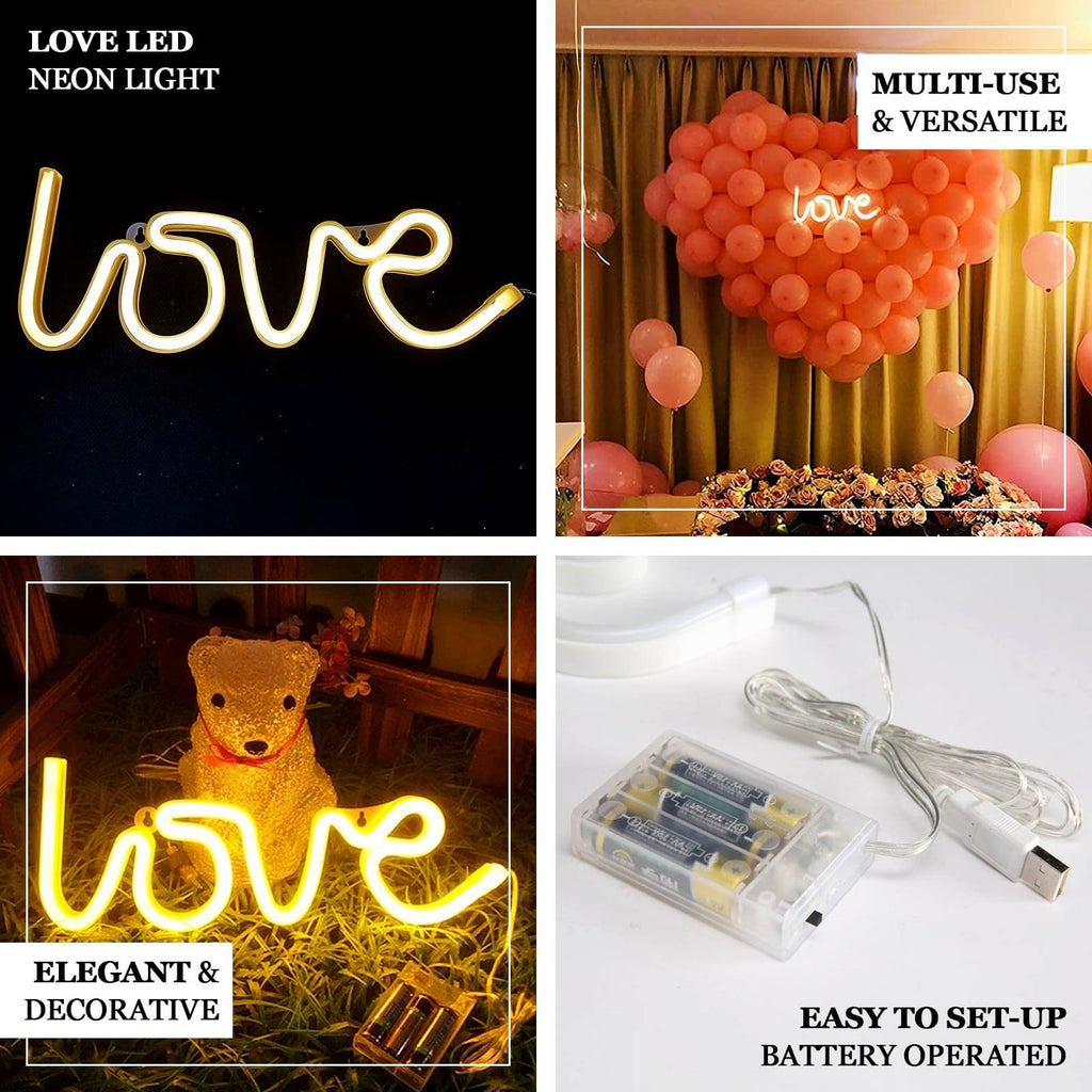 13" Love Neon Light Sign, LED Reusable Wall Decor Lights USB and Battery Operated - Bell Racket Store