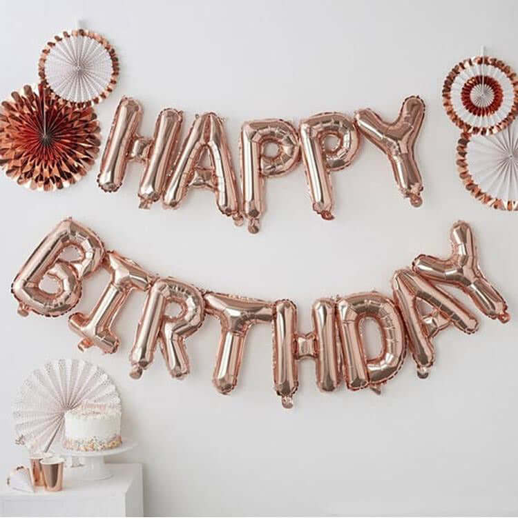 13" Matte Blush Letter and Number Balloons, Mylar Foil Alphabet Balloons