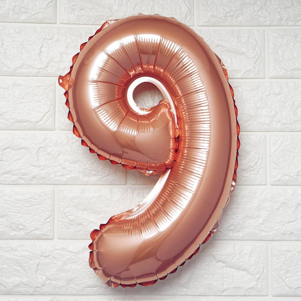 13" Metallic Rose Gold Mylar Foil 0 - 9 Number Balloons - Bell Racket Store
