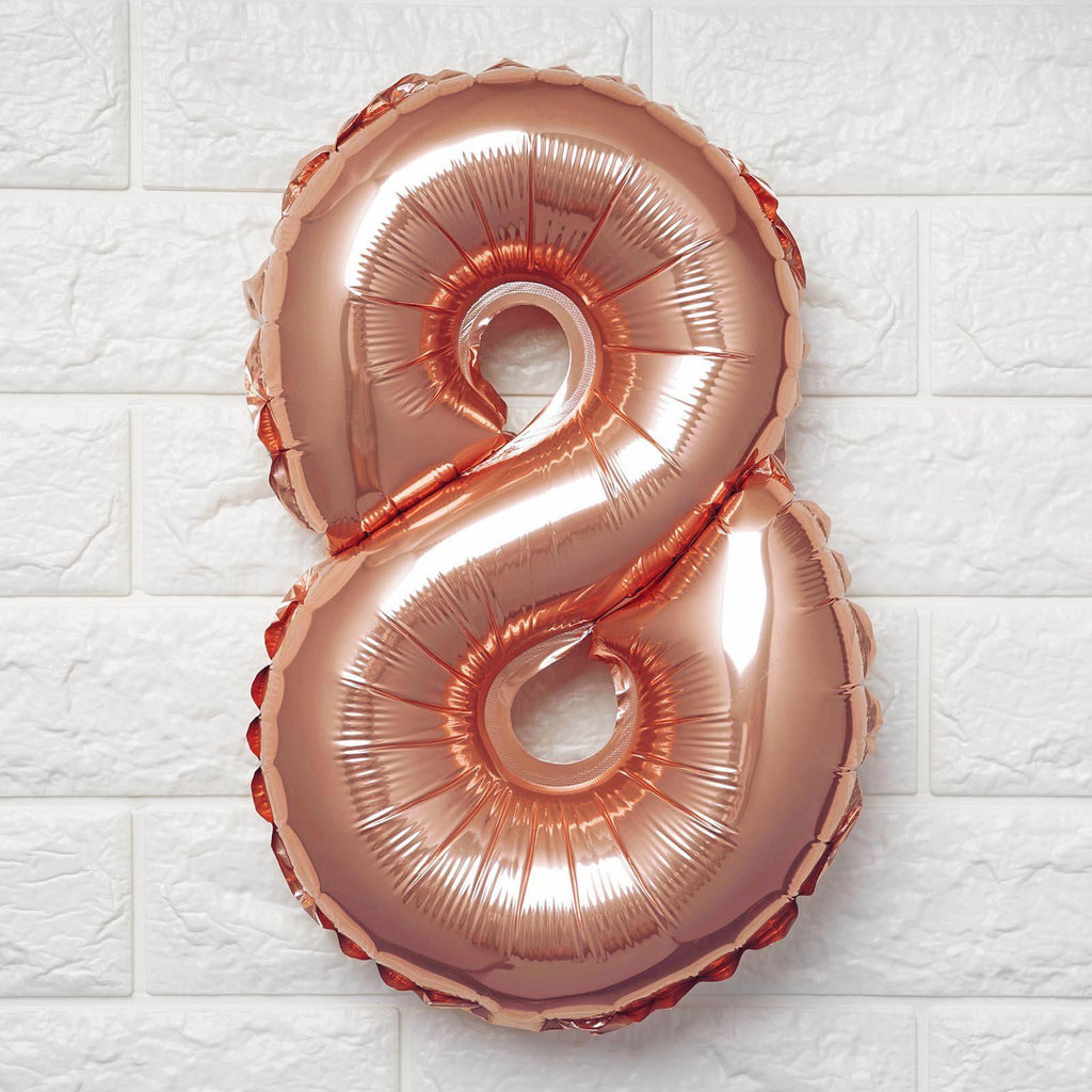 13" Metallic Rose Gold Mylar Foil 0 - 9 Number Balloons - Bell Racket Store