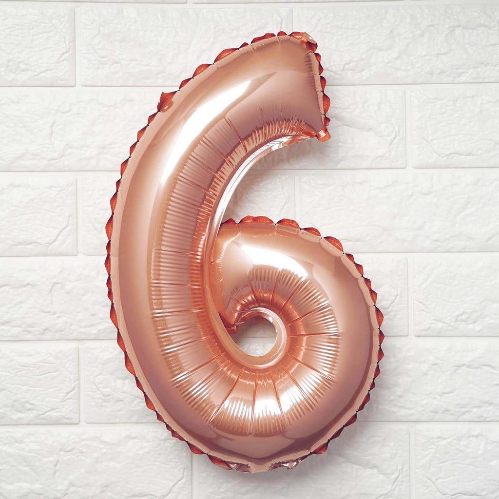 13" Metallic Rose Gold Mylar Foil 0 - 9 Number Balloons - Bell Racket Store