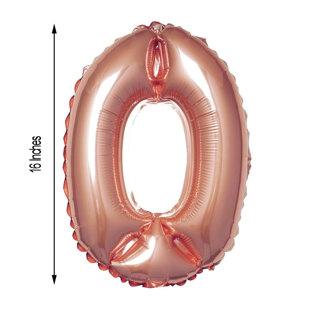 13" Metallic Rose Gold Mylar Foil 0 - 9 Number Balloons - Bell Racket Store